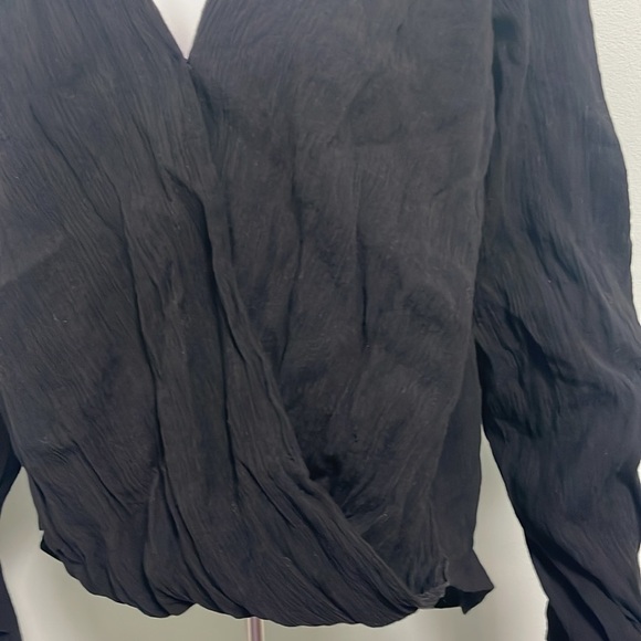 Free People Black Check On It Wrap Top size small - Picture 5 of 11